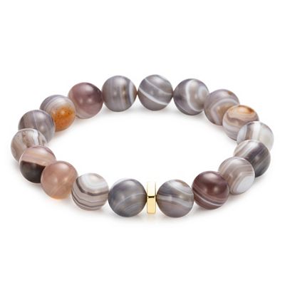 THOMAS & SOHN Botswana Chalcedon Armband flexibel Silber vergoldet