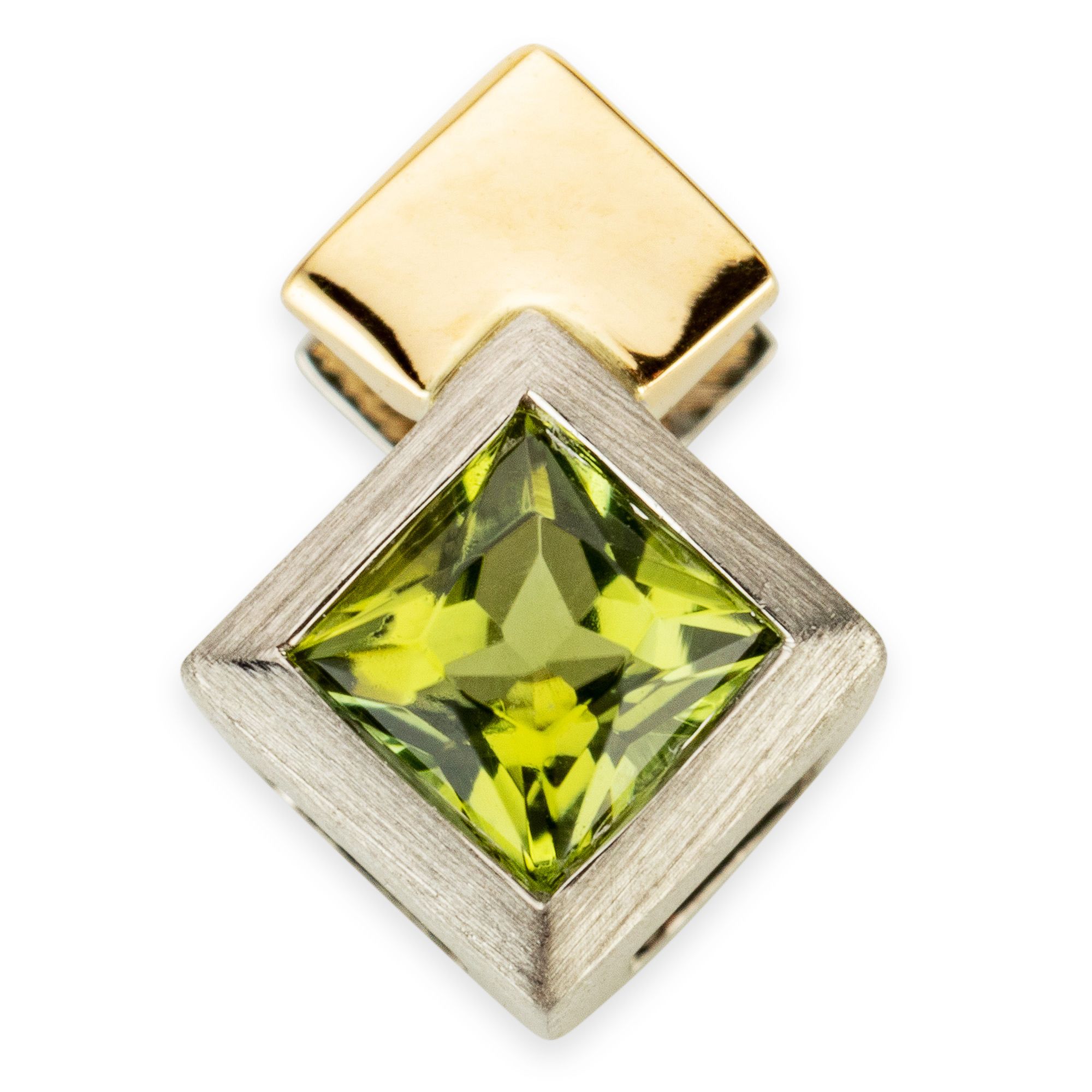 PLATINITY Anhänger 1 grüner Turmalin Carréeschliff Platin 950/ Gold 750