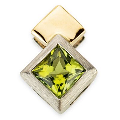 PLATINITY Anhänger 1 grüner Turmalin Carréeschliff Platin 950/ Gold 750
