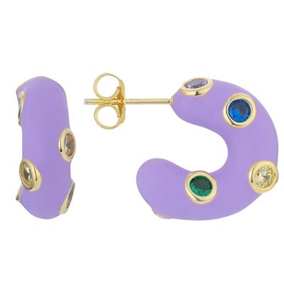 DIAMONIQUE® Creolen = 0,42ct Emaillelack Silber vergoldet