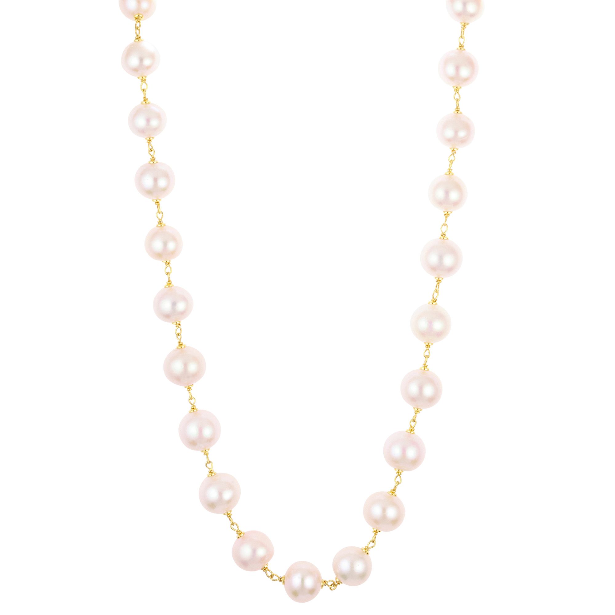 PERLEA Collier Süßwasserzucht- perlen 11-12mm Silber vergoldet