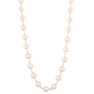 PERLEA Collier Süßwasserzucht- perlen 11-12mm Silber vergoldet