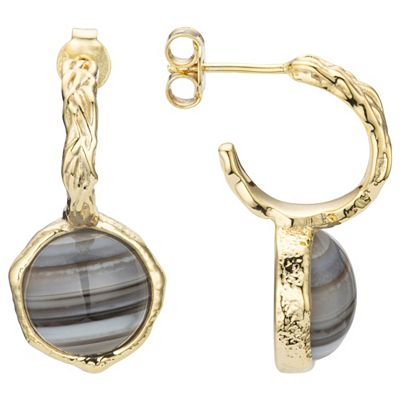 THOMAS & SOHN Botswana Chalcedon Ohrhänger Cabochon Silber 925