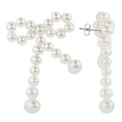 PERLEA Schleifen-Ohrstecker Süßwasserzucht- perlen 4,5-7,5mm Silber rhodiniert