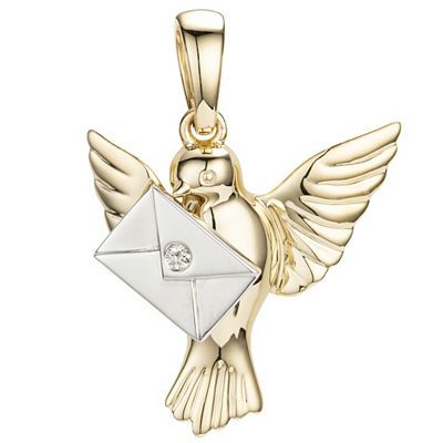 GOLDSCHMUCK FÜR MICH Tauben-Anhänger 1 Brillant ca. 0,01ct Gold 375