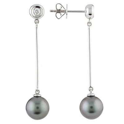 PLATINITY Ohrhänger 2 Brillanten 0,10ct. 2 Tahitizuchtperlen Platin 950