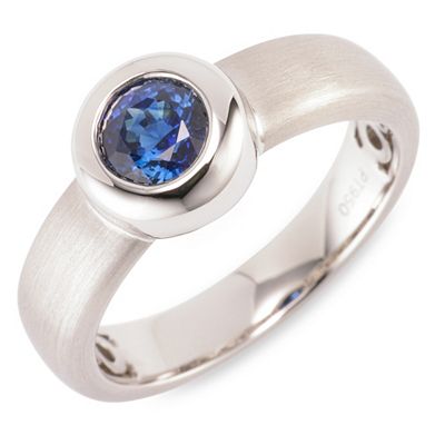 PLATINITY Solitär-Ring 1 Saphir ca. 0,90ct Rundschliff Platin 950