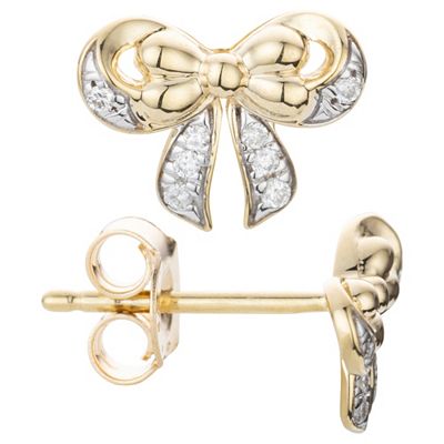 Thumbnail - DIAMOUR Schleifen-Ohrstecker 16 Brillanten zus. ca. 0,05ct Gold 375