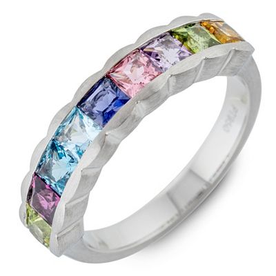 PLATINITY Ring 9 Edelsteine zus. ca. 1,40ct Platin 950