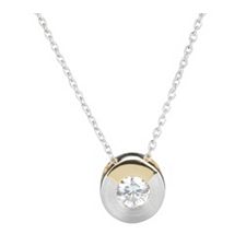 1 Brillant Anhänger mit Kette Weiß/SI ca. 0,15ct Platin 950/Gold 750