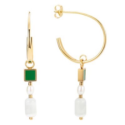 MY SECRET Creolen Glasperlen Perlen Edelstahl