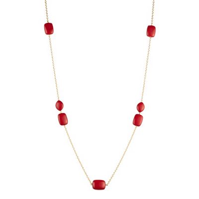 ROYELLE beh. Koralle Collier Schliffmix Silber 925, vergoldet