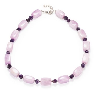 THOMAS & SOHN Collier Kunzit, Amethyst Länge ca. 46+5cm Silber rhodiniert