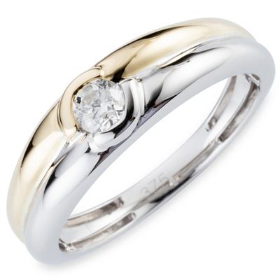 DIAMOUR Ring 1 Brillant ca. 0,15ct Gold 375, Bicolor
