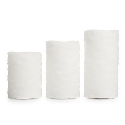 ELAMBIA 3 LED-Kerzen Schnee-Finish Flamme Luma, Timer H. 10, 12,5 & 15cm