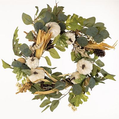 LUMIDA Casa LED-Dekokranz Herbst-Blumen 5h-Timerfunktion Ø 55cm