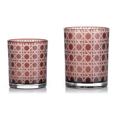 CASA DAWID by Dawid Tomaszewski 2 Glas-Windlichter Monogramm-Gravur 8,8x8,8x10+10x10x13cm