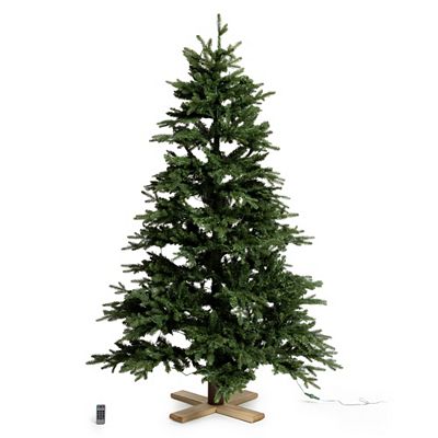 Thumbnail - LUMIDA Xmas LED-Weihnachtsbaum Nordmanntannen-Optik 10 Farben/Funktionen Holzfuß, FB & Tasche