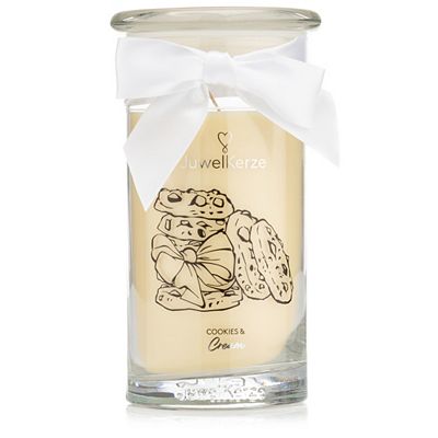 Thumbnail - JuwelKerze® Duftkerze im Glas COOKIES AND CREAM inkl. Schmuckstück 925er Sterlingsilber