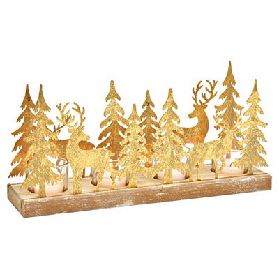 Thumbnail - WURM Adventsgesteck Teelichthalter Hirsch Winterland ca. 33x16x9cm
