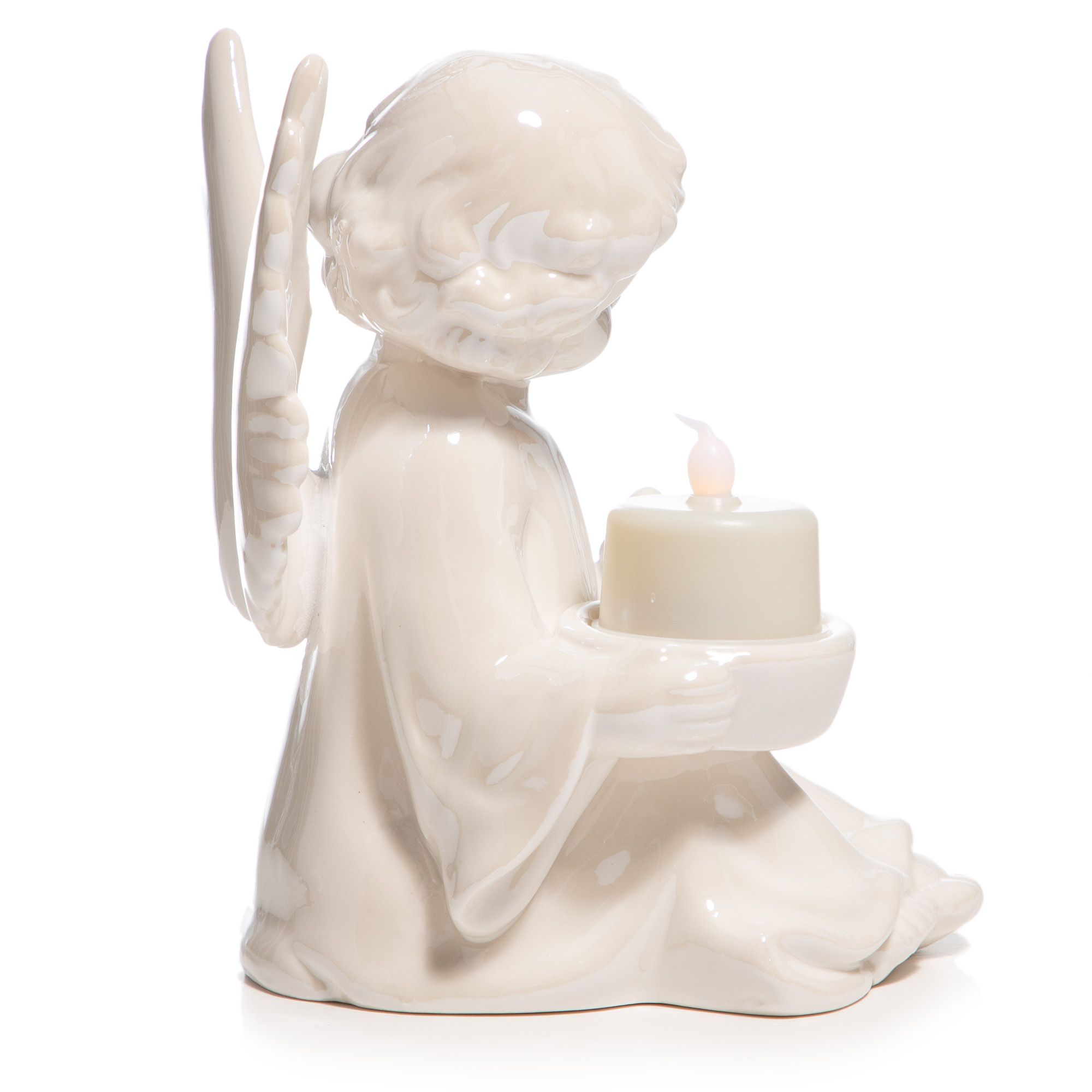 ELAMBIA PorzellanEngel inkl. LEDKerze Timerfunktion Höhe
