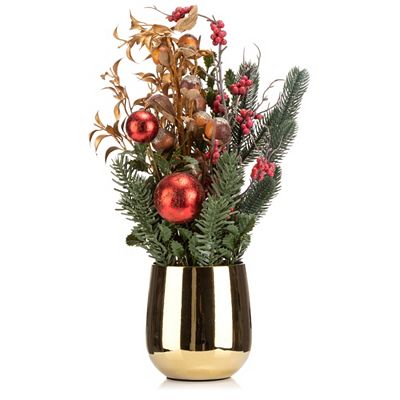 ABELLA Flora künstl. Arrangement Zweige & Kugeldeko Keramik-Gefäß Höhe 49cm