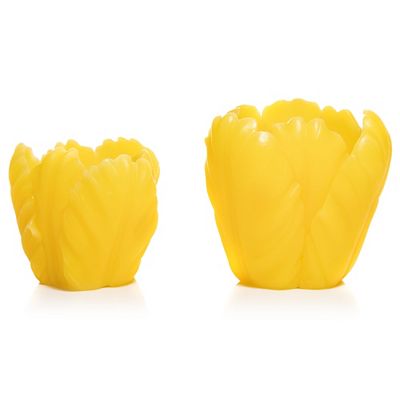 ELAMBIA 2 LED-Kerzen Tulpen-Blüten 5h-Timerfunktion Höhe 8,3cm & 10,5cm