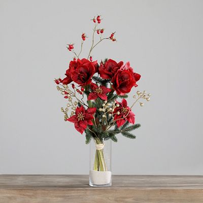 PUR FLEUR Premium-Bouquet weihnachtlich Amaryllis, Tanne & Poinsettia
