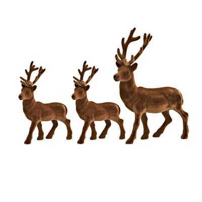 WURM 3 Deko-Hirsche beflockt Farbauswahl Höhe 21cm & 30cm