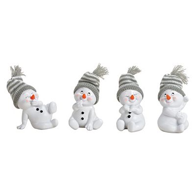 WURM 4 Deko-Schneemänner mit Mütze Höhe ca. 8cm