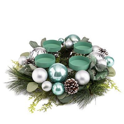 ABELLA Xmas Dekokranz Kugeln & 4 abnehmbare Kerzenteller, Ø 40cm