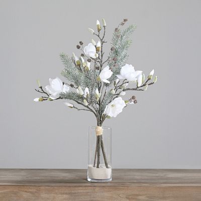 PUR FLEUR Premium-Bouquet weihnachtlich Magnolie & Tanne Höhe 72cm, Ø 50cm