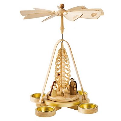 GLÄSSER SEIFFEN Tischpyramide inkl. 4 Teelichte Motivauswahl Höhe 28cm