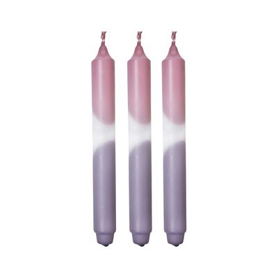 FINK Stabkerzen CANDLE 2-farbig getaucht Höhe 25cm, Ø 3cm 3 Stück