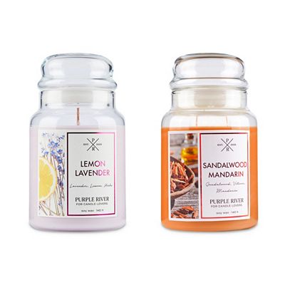PURPLE RIVER 2 Duftkerzen im Apothekerglas Brenndauer je 140h je 623g Wachs