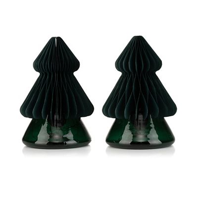 LUMIDA Xmas 2 LED-Dekoobjekte Origami-Design Glas-Basis Timer, H. ca. 16cm