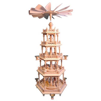 GLÄSSER SEIFFEN Holzpyramide Christi Geburt inkl. Kerzen Made in Germany