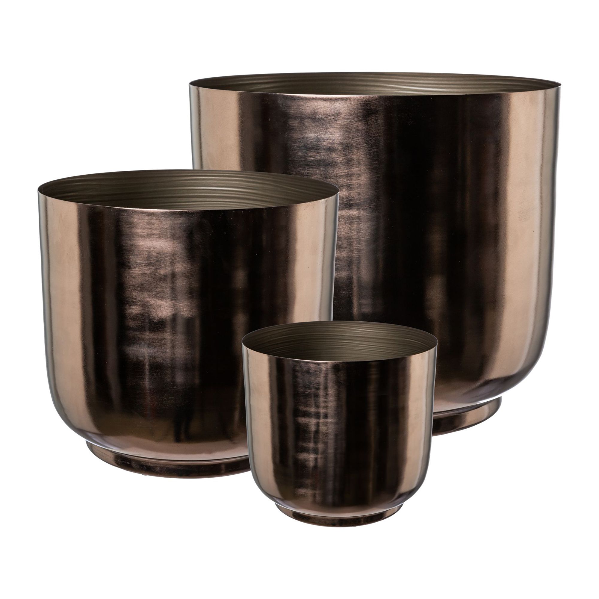 CREATIV green 3 Übertöpfe PLANTER Metall anthrazit Ø 20cm, 28cm & 36cm