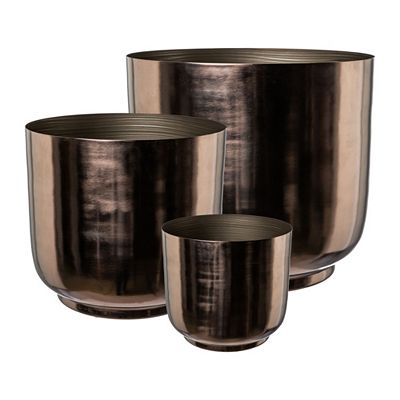 CREATIV green 3 Übertöpfe PLANTER Metall anthrazit Ø 20cm, 28cm & 36cm