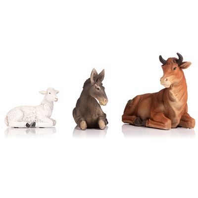 ABELLA Xmas 3 XL-Krippenfiguren Esel, Ochse & Schaf outdoorgeeignet H. 9cm, 15cm & 16cm