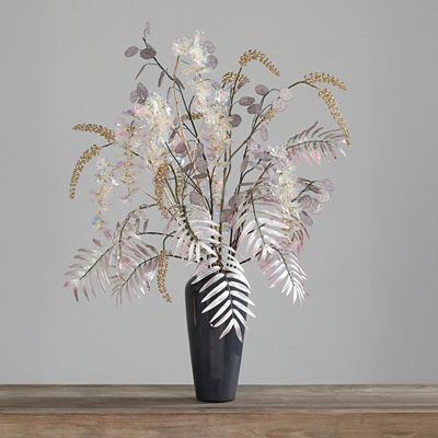 PUR FLEUR Premium-Bouquet Gold-irrisierend inkl. Glas-Vase Höhe 100cm, Ø 60cm