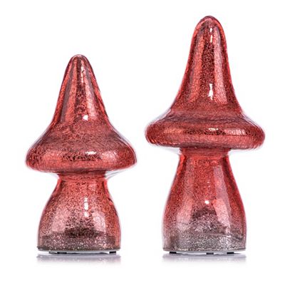 LUMIDA Casa 2 LED-Glaspilze Mercury-Effekt outdoorgeeignet Höhe 21cm & 25cm