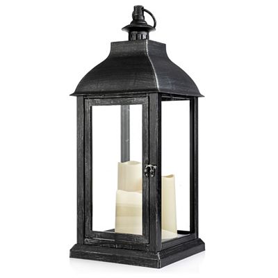 ELAMBIA Outdoor-Laterne Rotationslicht inkl. 3 LED-Kerzen Timer, 24x24x59cm