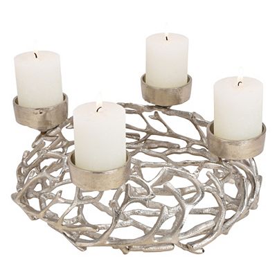 WURM Adventskranz Kerzenhalter aus Metall, silber ca. 38x15x38cm