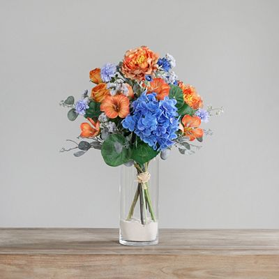PUR FLEUR Premium-Bouquet Aprikot & Blau Höhe 53cm, Ø 45cm