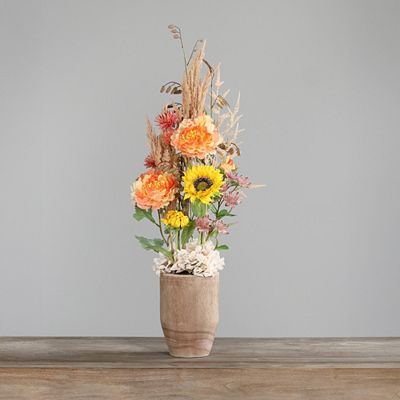 PUR FLEUR Premium-Gesteck Dried-Look inkl. Holz-Vase Höhe 85cm, Ø 35cm