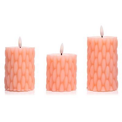 ELAMBIA 3 LED-Kerzen Relief-Design Flamme Luma, Timer Höhe 10, 12,5 & 15cm