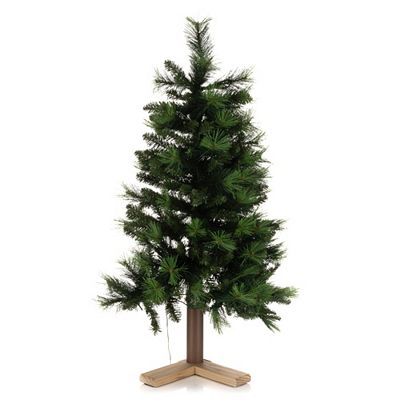Thumbnail - LUMIDA Xmas LED-Spezialbaum Kiefer-Optik platzsparend Holzfuß, FB & Tasche
