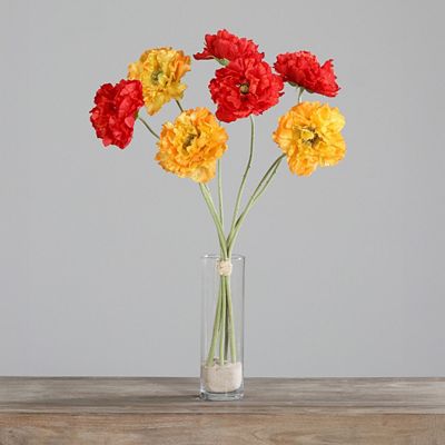 PUR FLEUR Premium-Bouquet Mohnblumen-Mix Gelb & Rot Höhe 70cm, Ø 45cm