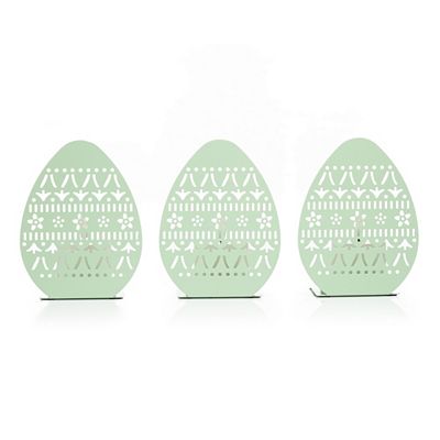 ELAMBIA 3 LED-Votivkerzen Flamme Luma, Timer inkl. Metall-Osterei Höhe 15cm